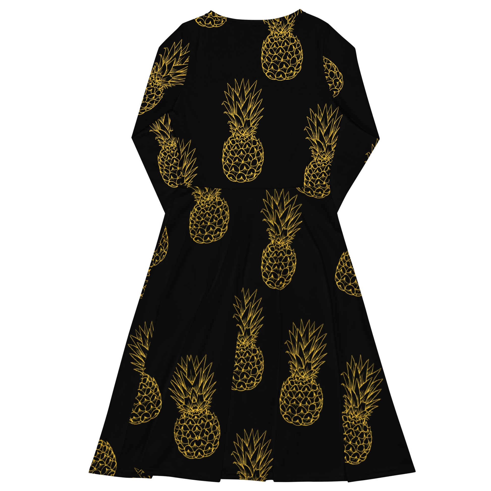 Pineapple Bliss Women's Long Sleeve Midi Dress - FLAKOUT