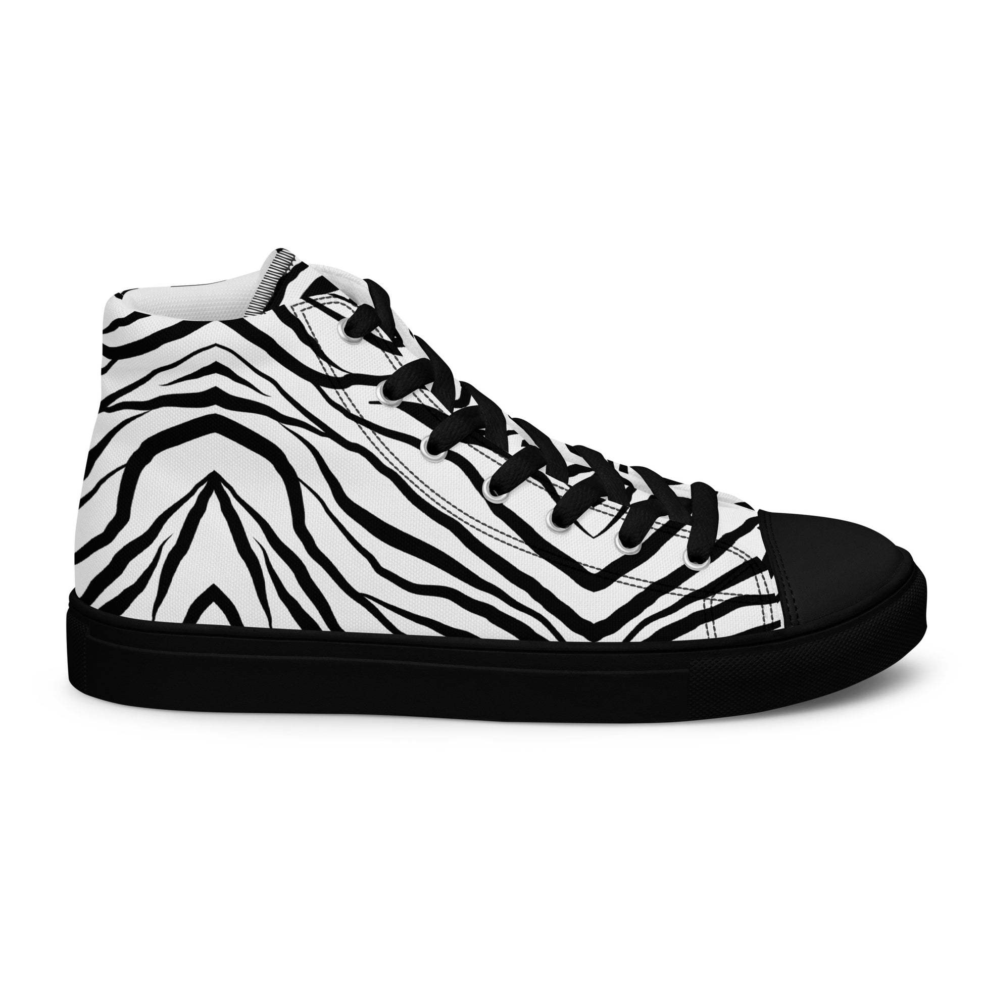 Striped Zebra Vibrance Men’s High Top Canvas Shoes - FLAKOUT