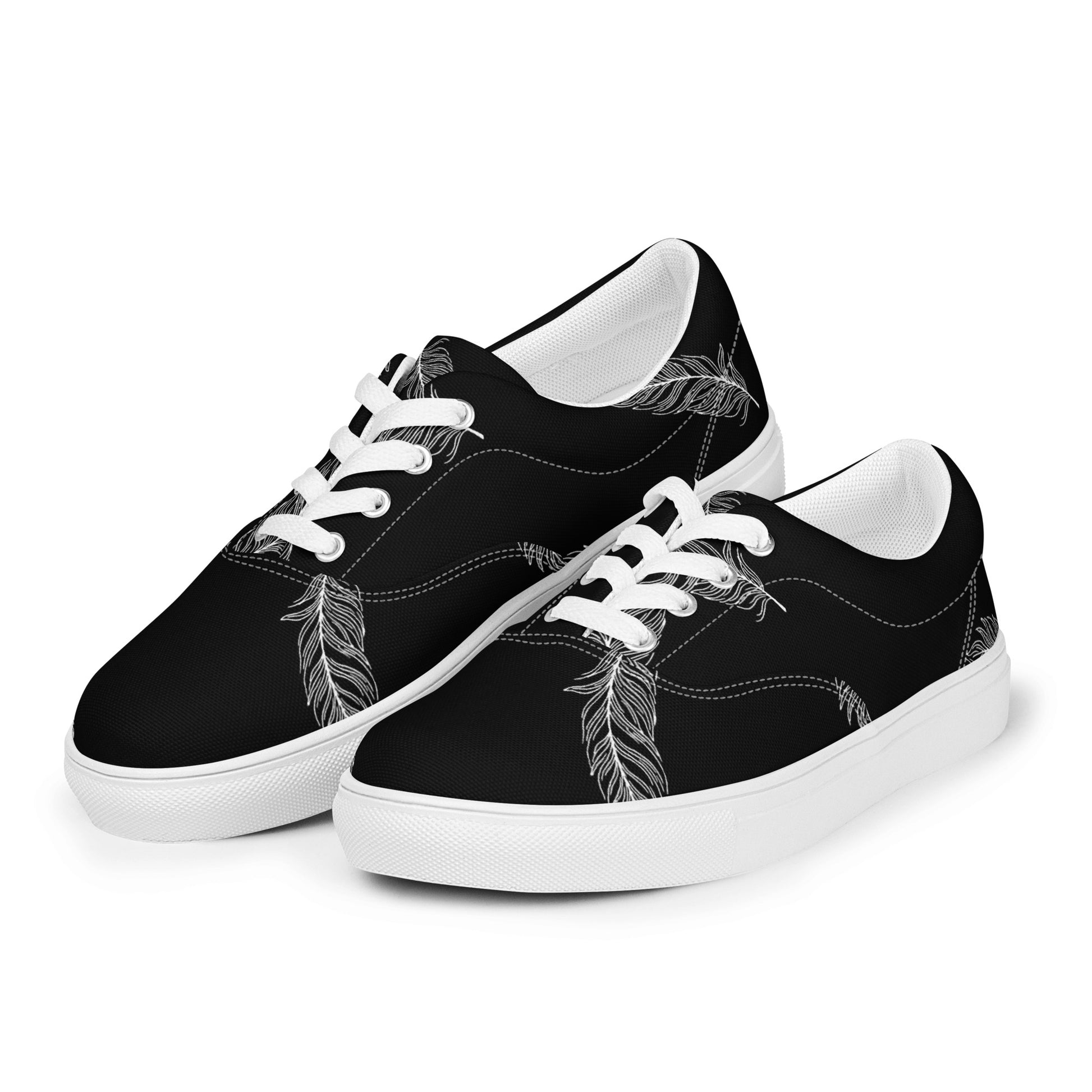 Ethereal Plumes Men’s Lace-up Canvas Shoes - FLAKOUT