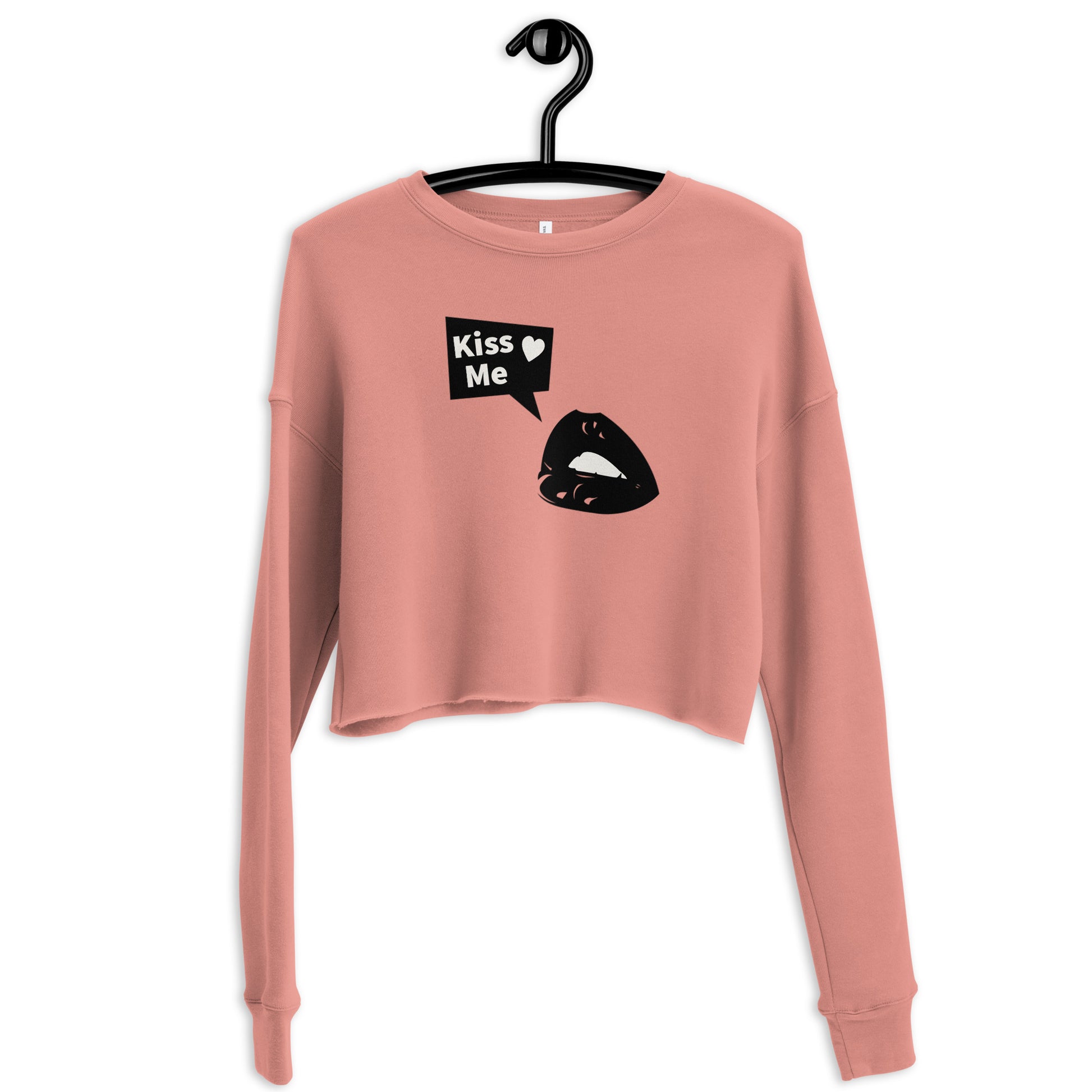 Sweet Talker Kiss Me Women's Crop Sweatshirt - Mauve - FLAKOUT