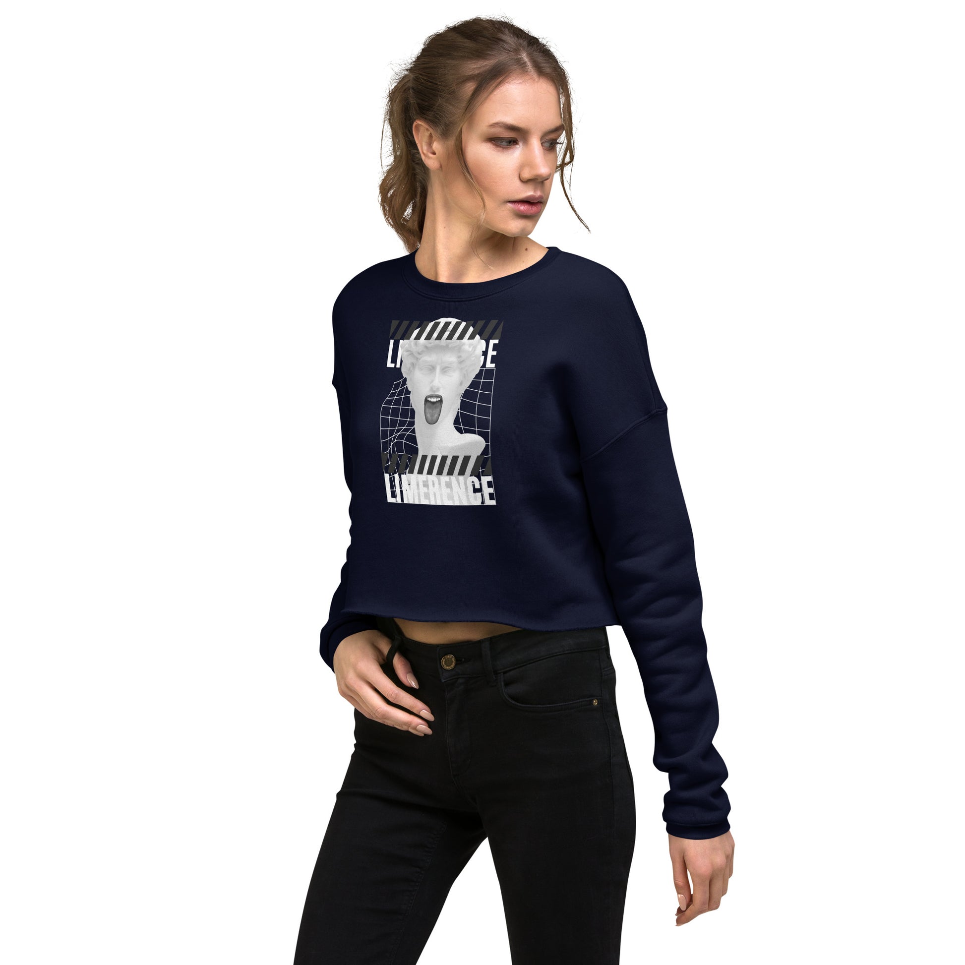 Limerence Women's Crop Sweatshirt - Navy - FLAKOUT