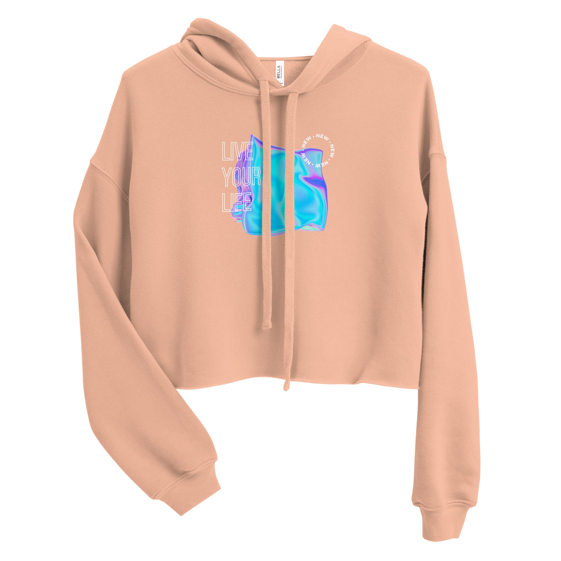 Vivid Existence Live Your Life Women's Crop Hoodie - FLAKOUT